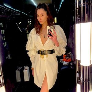 Comme des Garçon Dress with Over Exaggerated Sleeves in White